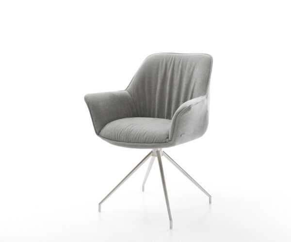 Jedálenská stolička Keila-Flex so opierkami texturovaná látka mäkký sivá krížová podstava zúžená nerezová oceľ