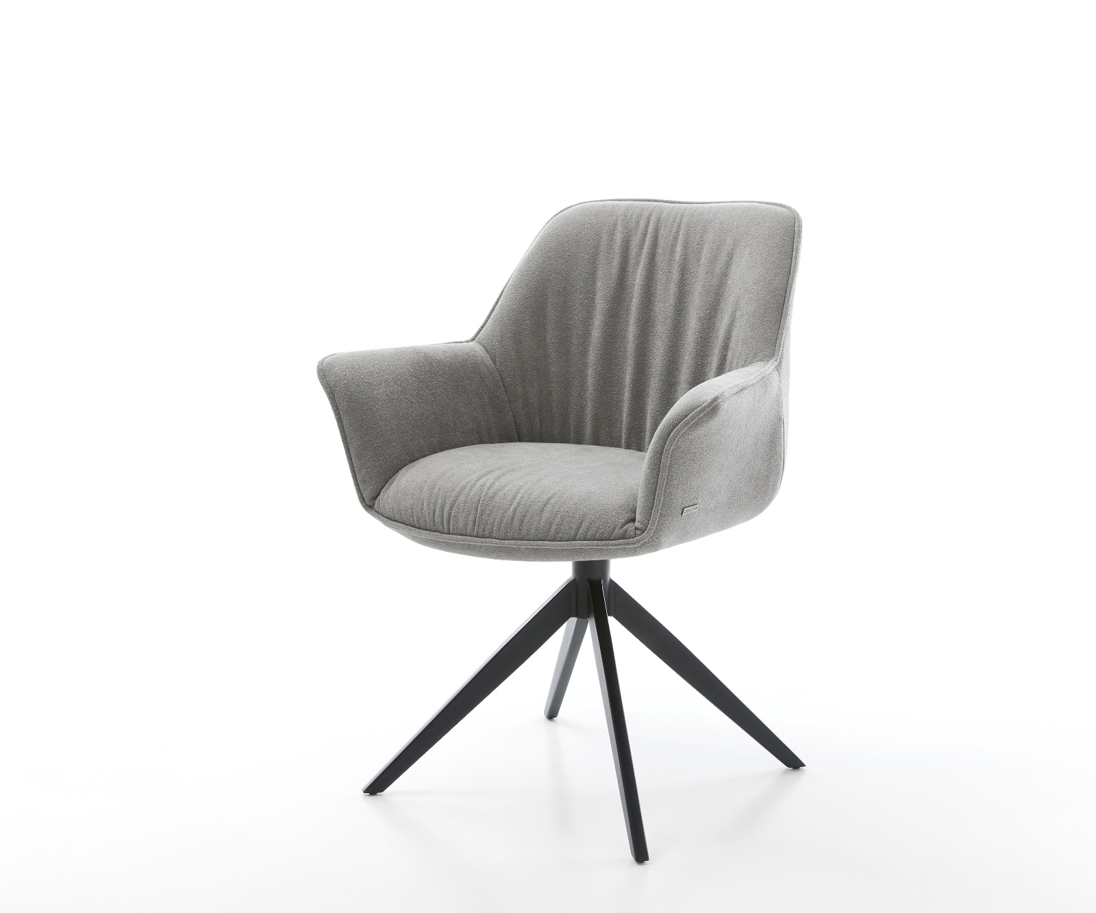 Jedálenská stolička Keila-Flex s opierkami texturovaná látka mäkká sivá krížová podstava široká čierna 360° otočný hojdacia funkcia