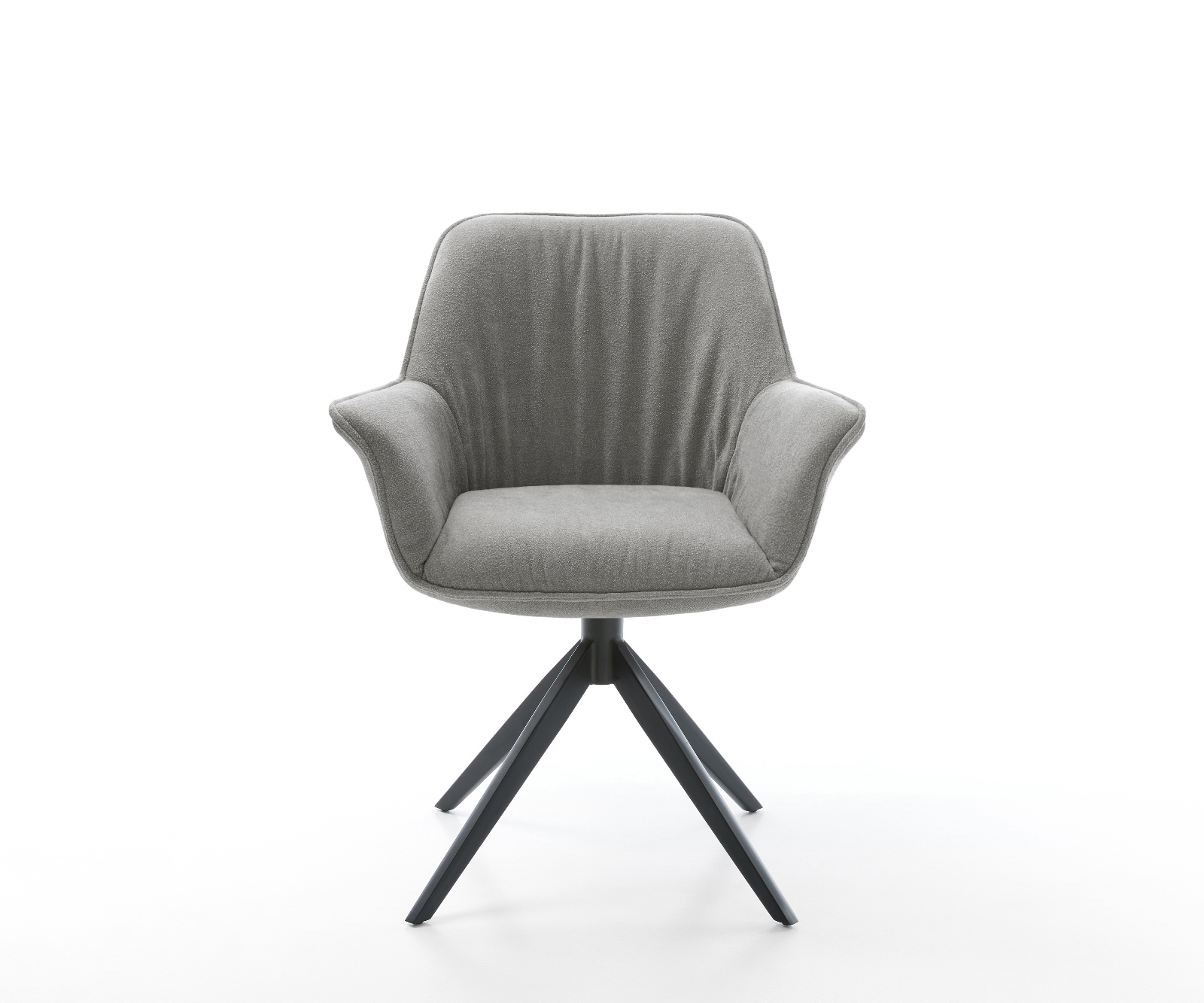 Jedálenská stolička Keila-Flex s opierkami texturovaná látka mäkká sivá krížová podstava široká čierna 360° otočný hojdacia funkcia - Image 2