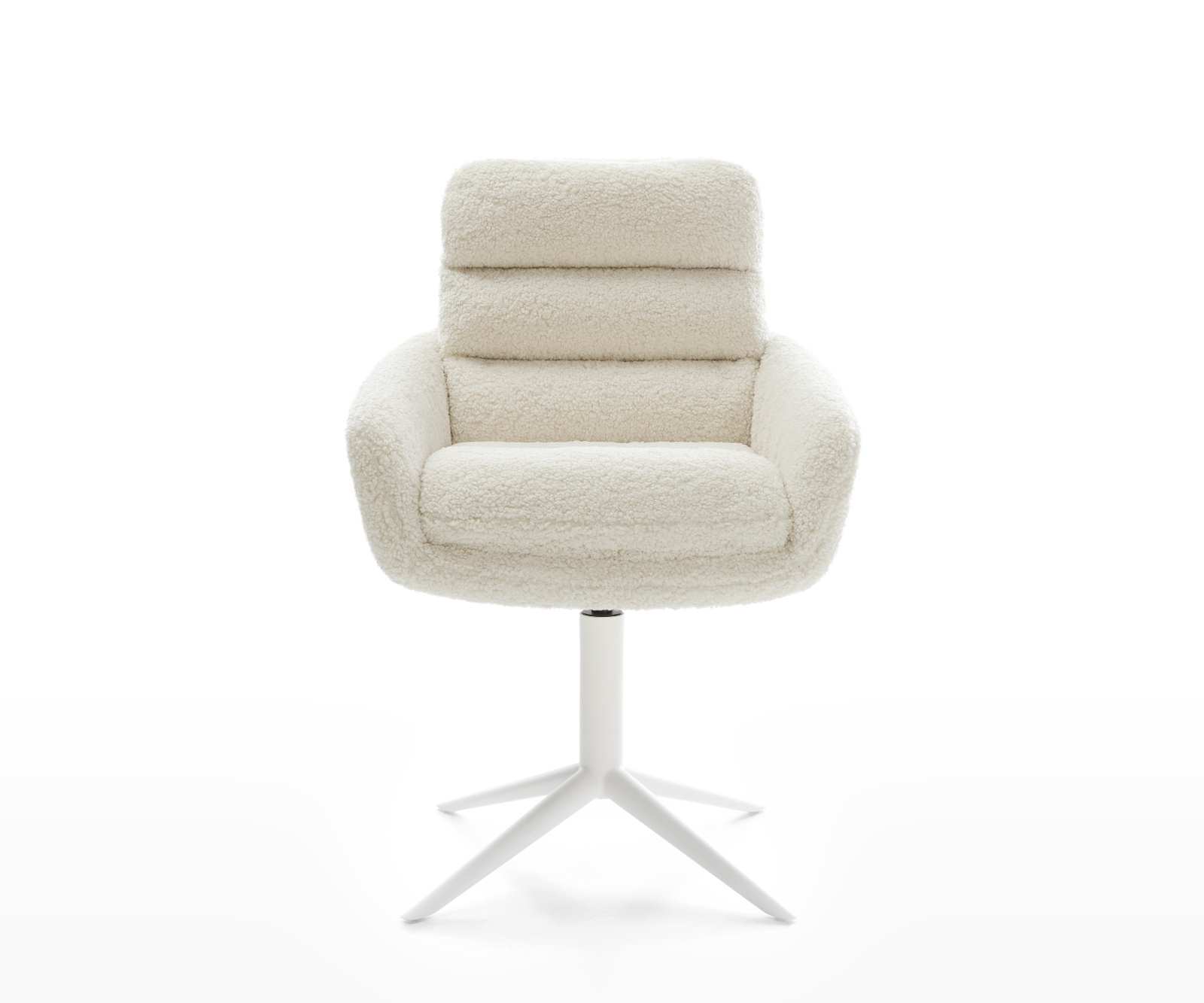 Jedálenská stolička Abelia-Flex s opierkami teddy látka béžová krížová podstava biela 360° otočný hojdacia funkcia - Image 2