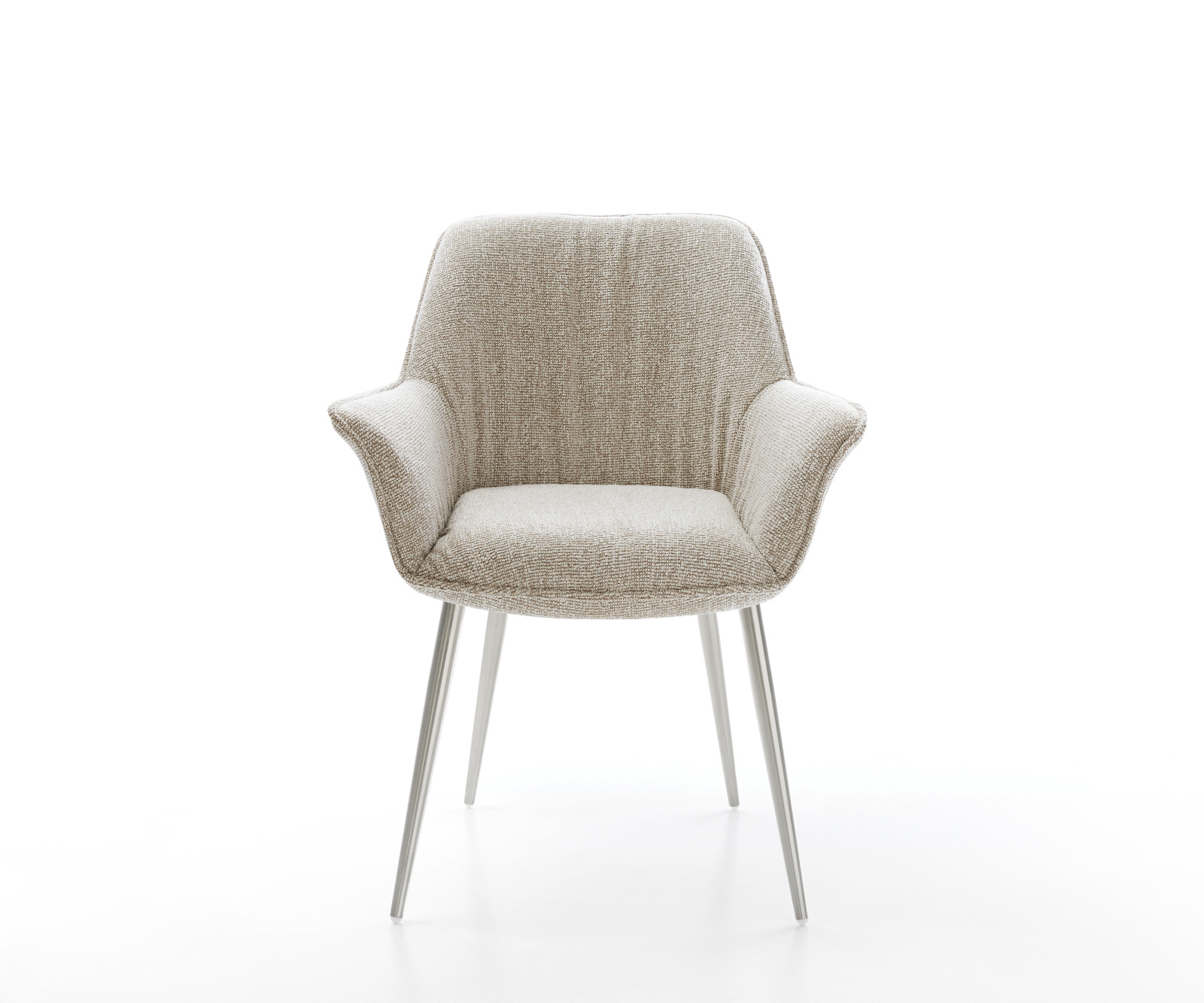 Jedálenská stolička Keila-Flex s opierkami tkanina mäkká béžová 4-nohá zúžená nerezová oceľ - Image 2