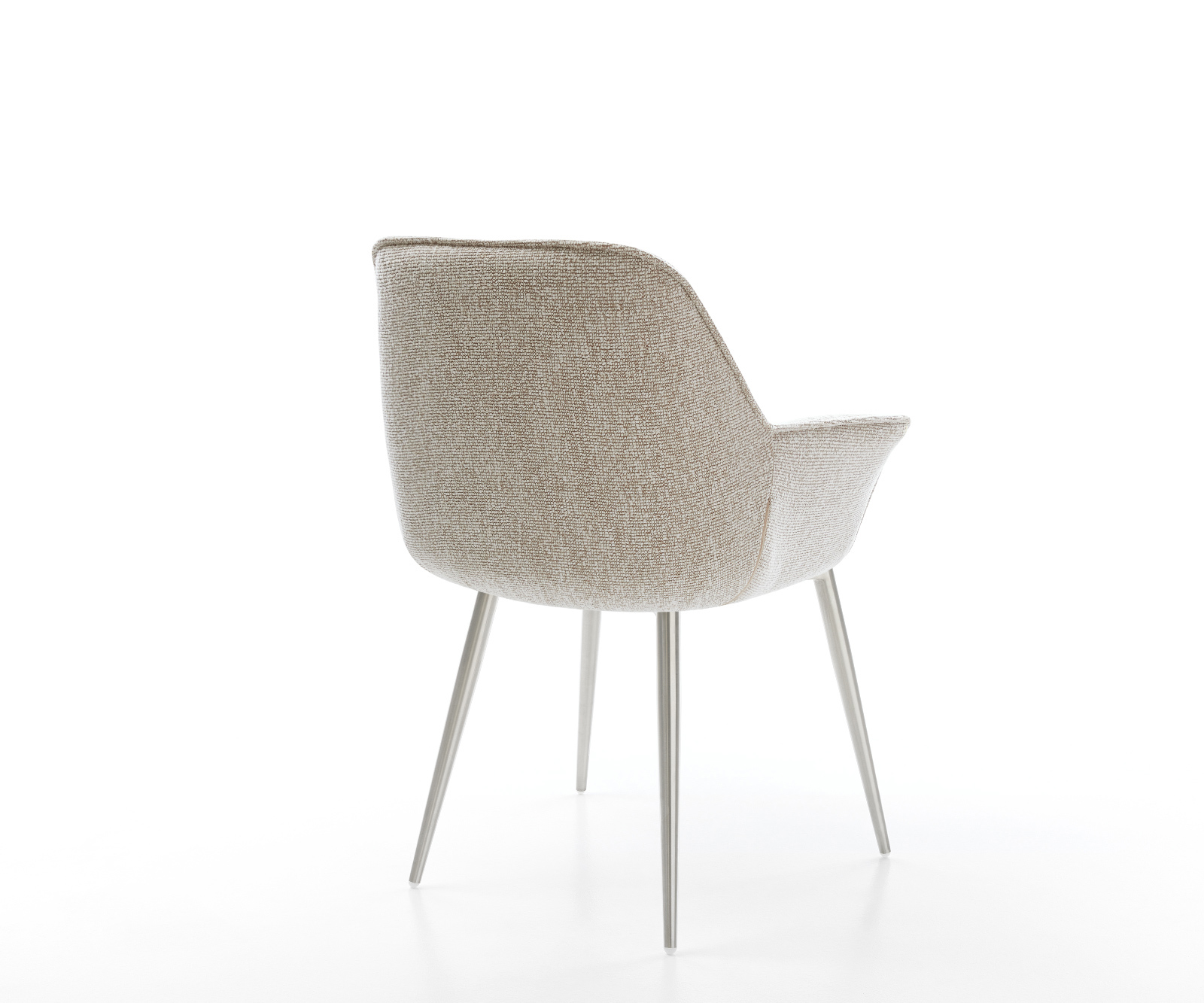 Jedálenská stolička Keila-Flex s opierkami tkanina mäkká béžová 4-nohá zúžená nerezová oceľ - Image 5