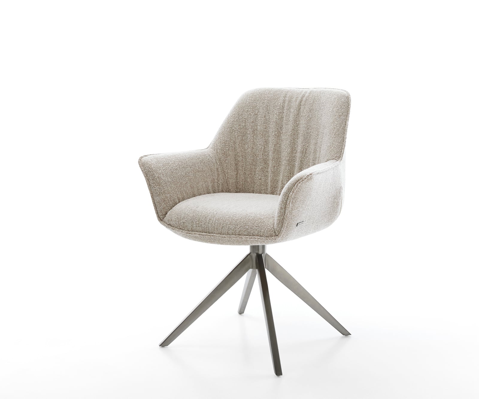 Jedálenská stolička Keila-Flex s opierkami tkanina mäkká béžová krížová podstava široká grafitová 360° otočná hojdacia funkcia