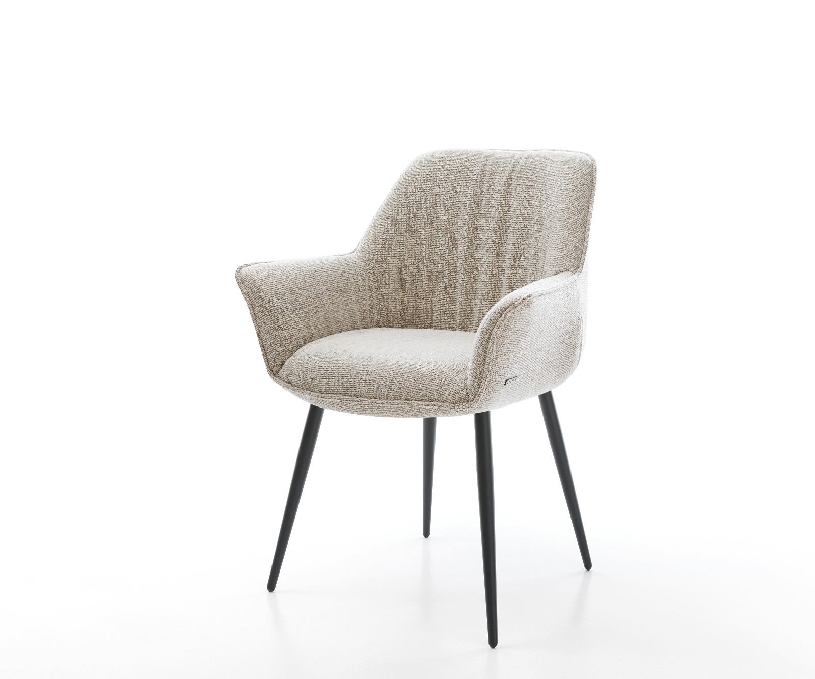 Jedálenská stolička Keila-Flex s opierkami tkanina mäkká béžová 4-nohá zúžená čierna