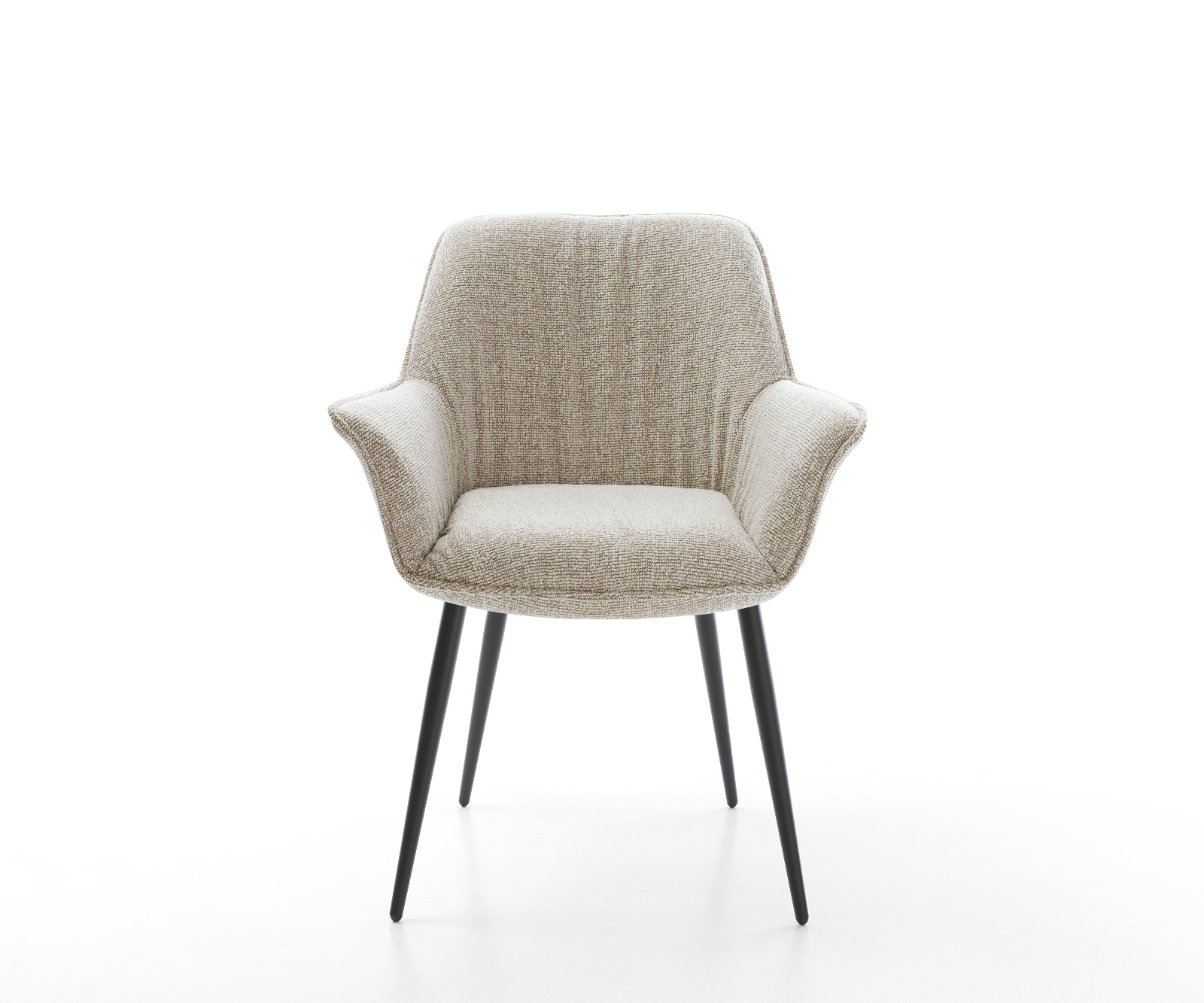 Jedálenská stolička Keila-Flex s opierkami tkanina mäkká béžová 4-nohá zúžená čierna - Image 2