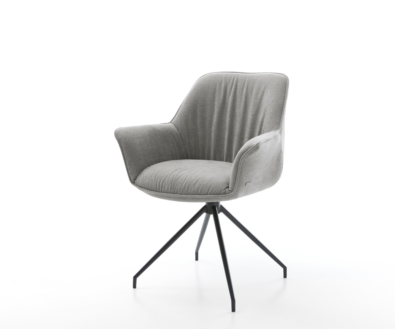 Jedálenská stolička Keila-Flex s opierkami texturovaná látka mäkká sivá krížová podstava zúžená čierna