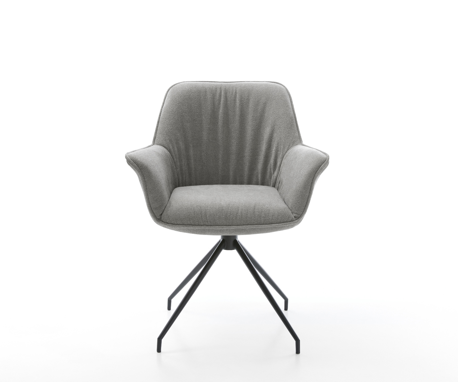 Jedálenská stolička Keila-Flex s opierkami texturovaná látka mäkká sivá krížová podstava zúžená čierna - Image 2