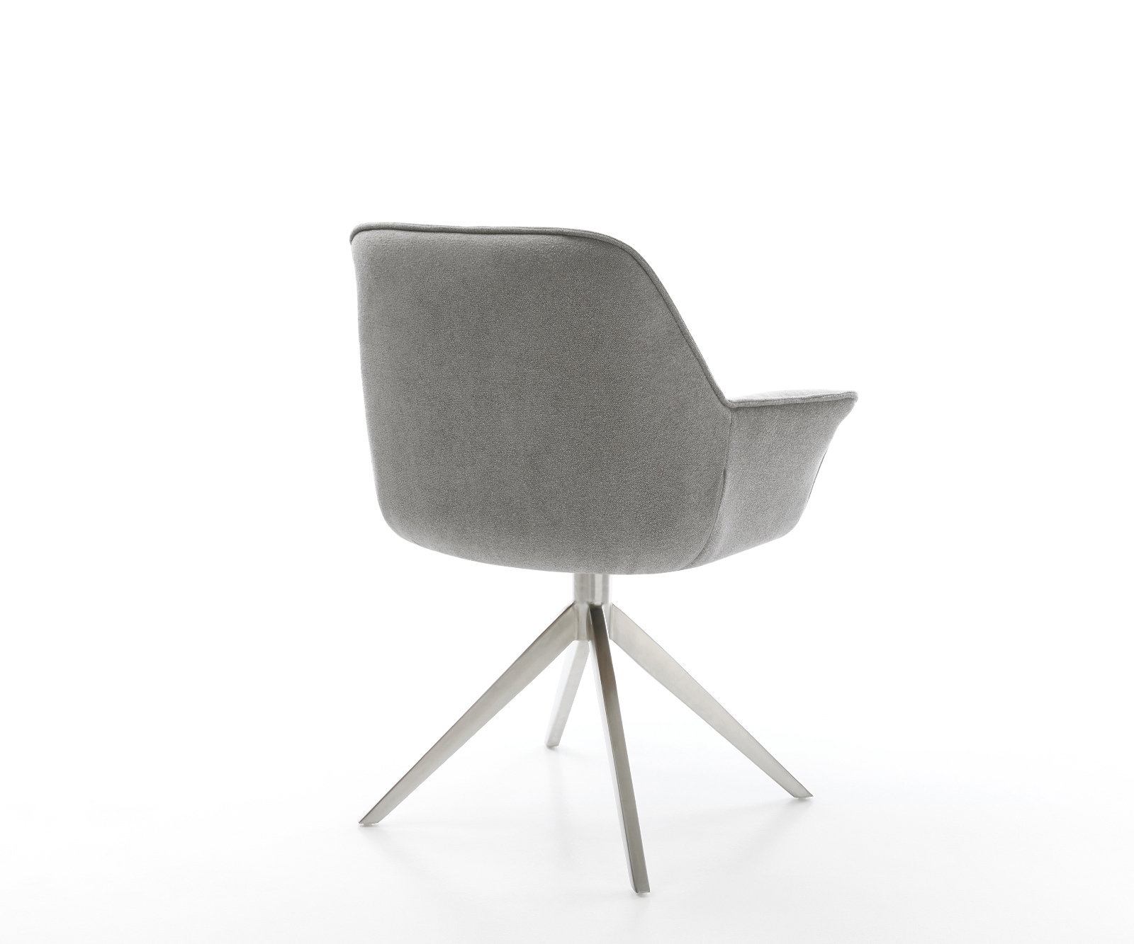 Jedálenská stolička Keila-Flex s opierkami texturovaná látka mäkká sivá krížová podstava široká nerezová oceľ 360° otočný hojdacia funkcia - Image 5