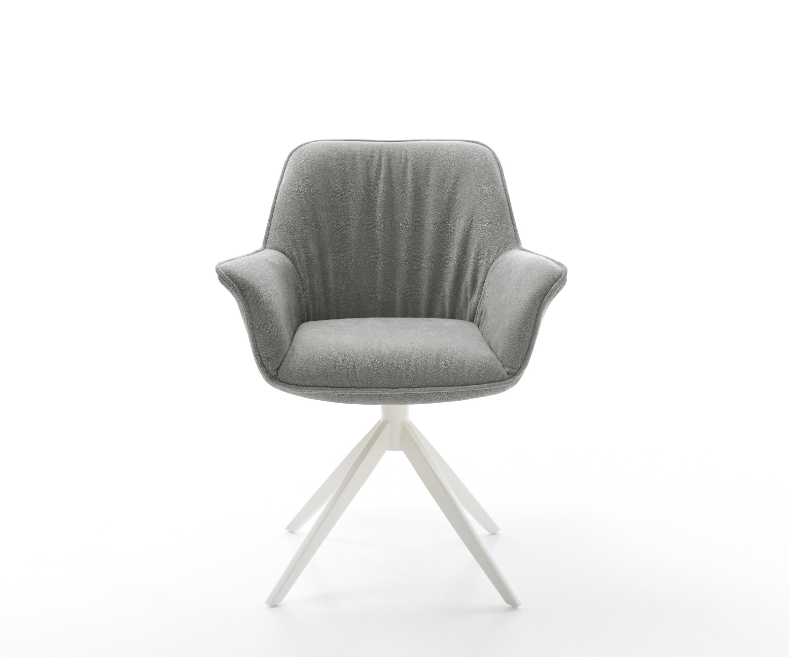 Jedálenská stolička Keila-Flex s opierkami texturovaná látka mäkká sivá krížová podstava široká biela 360° otočný kolísacia funkcia - Image 2