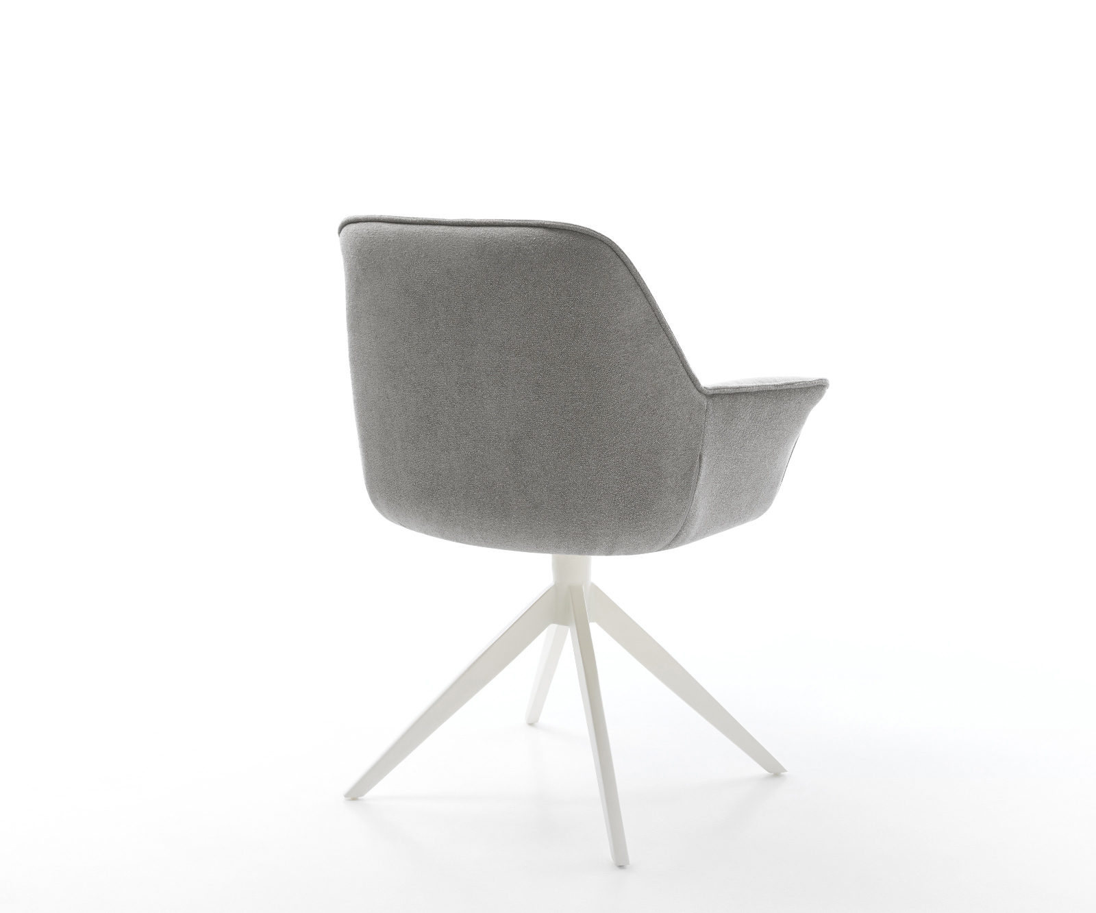 Jedálenská stolička Keila-Flex s opierkami texturovaná látka mäkká sivá krížová podstava široká biela 360° otočný kolísacia funkcia - Image 5