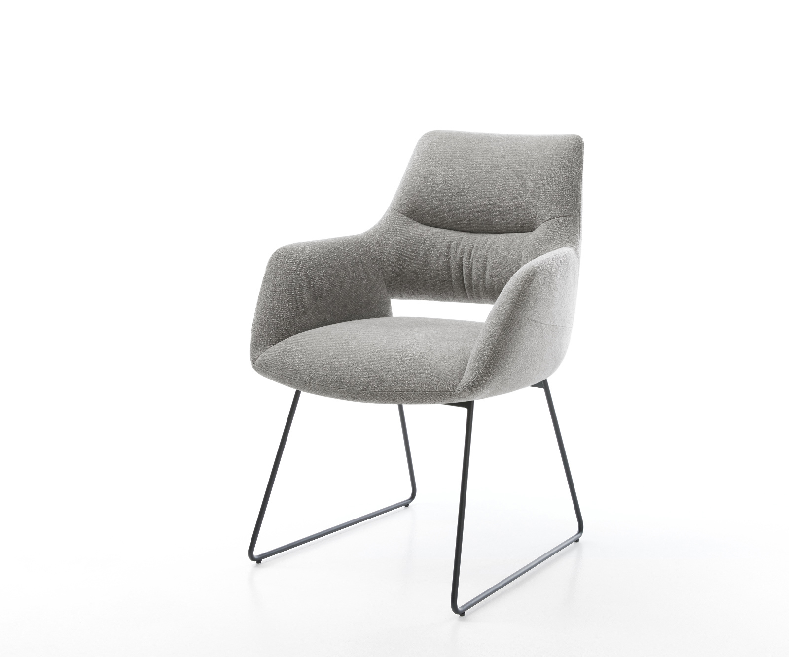 Jedálenská stolička Yago-Flex s opierkami texturovaná látka mäkký sivá tenká podstava čierna vrecková pružina