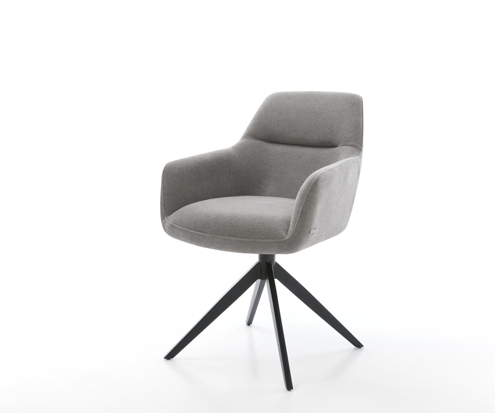 Jedálenská stolička Pejo-Flex štruktúrovaná látka mäkký sivá krížová podstava široká čierna 360° otočný hojdacia funkcia vrecková pružina