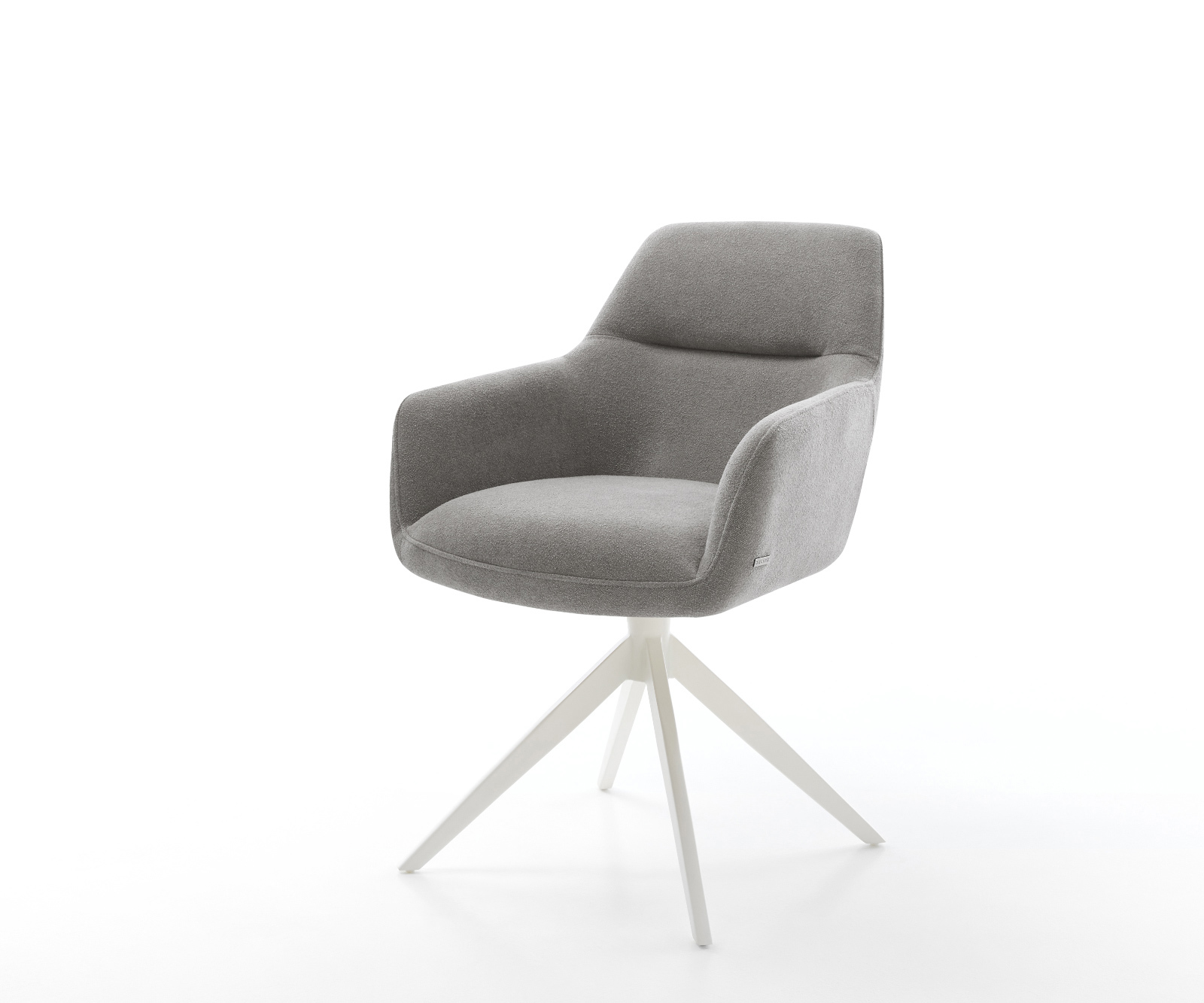 Jedálenská stolička Pejo-Flex štruktúrovaná látka mäkký sivá krížová podstava široká biela 360° otočný hojdacia funkcia vrecková pružina