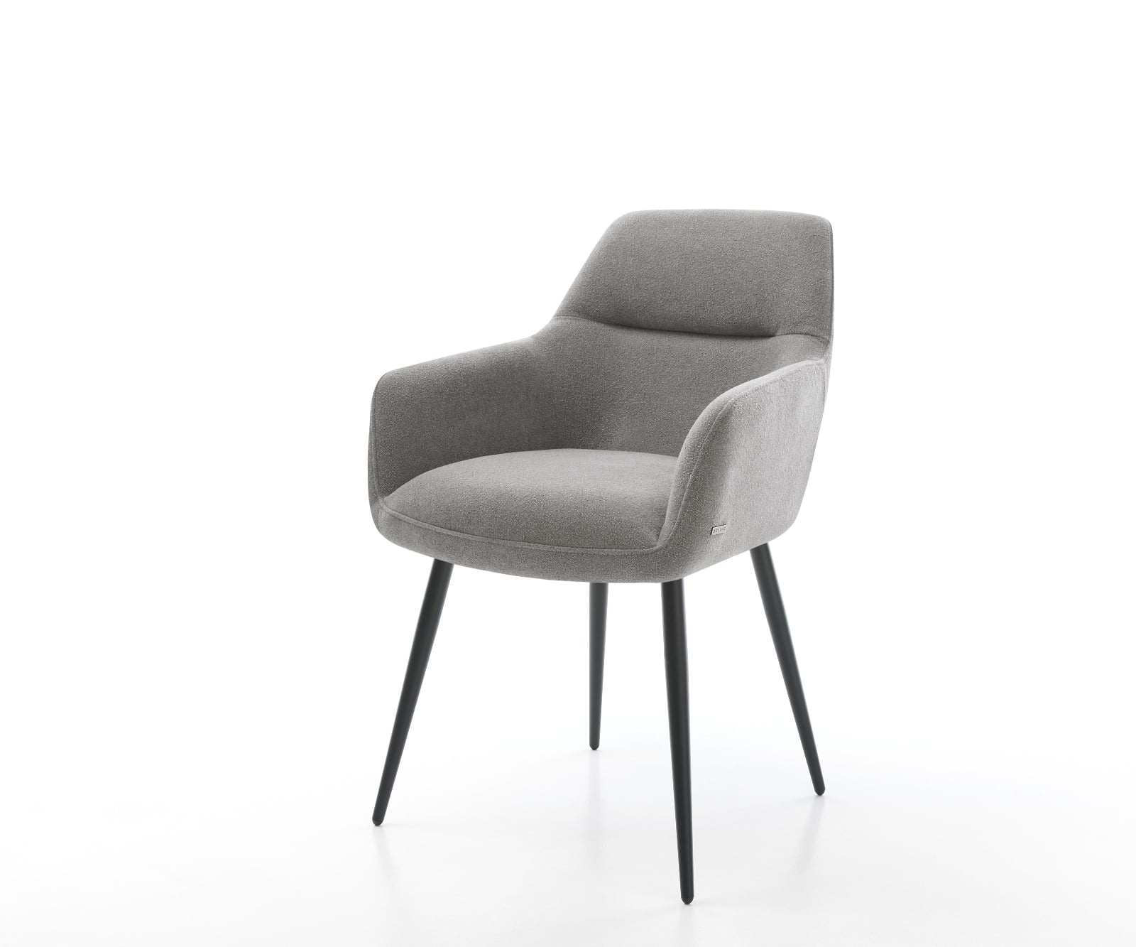 Jedálenská stolička Pejo-Flex štruktúrovaná látka mäkký sivá 4-nohá zúžená čierna vrecková pružina