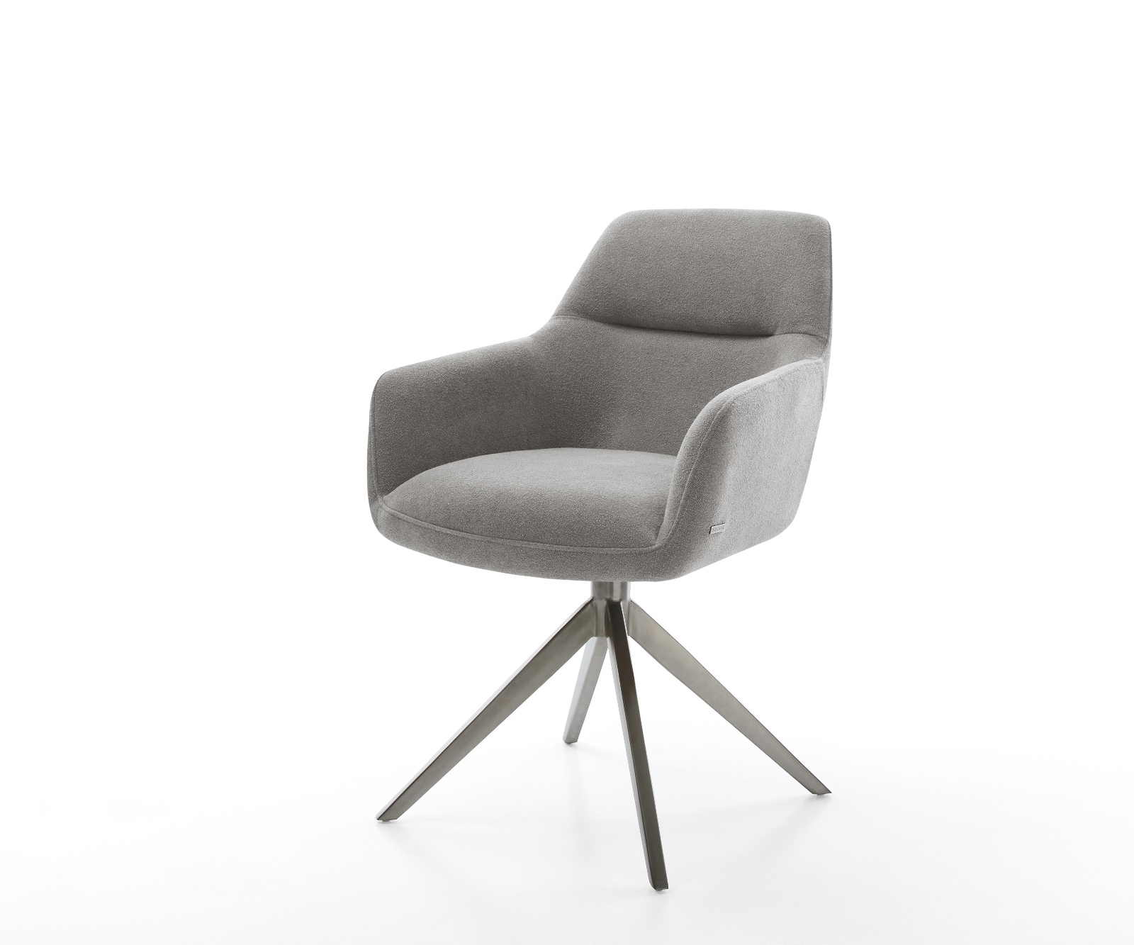 Jedálenská stolička Pejo-Flex štruktúrovaná látka mäkký sivá krížová podstava široká grafitová 360° otočná hojdacia funkcia vrecková pružina