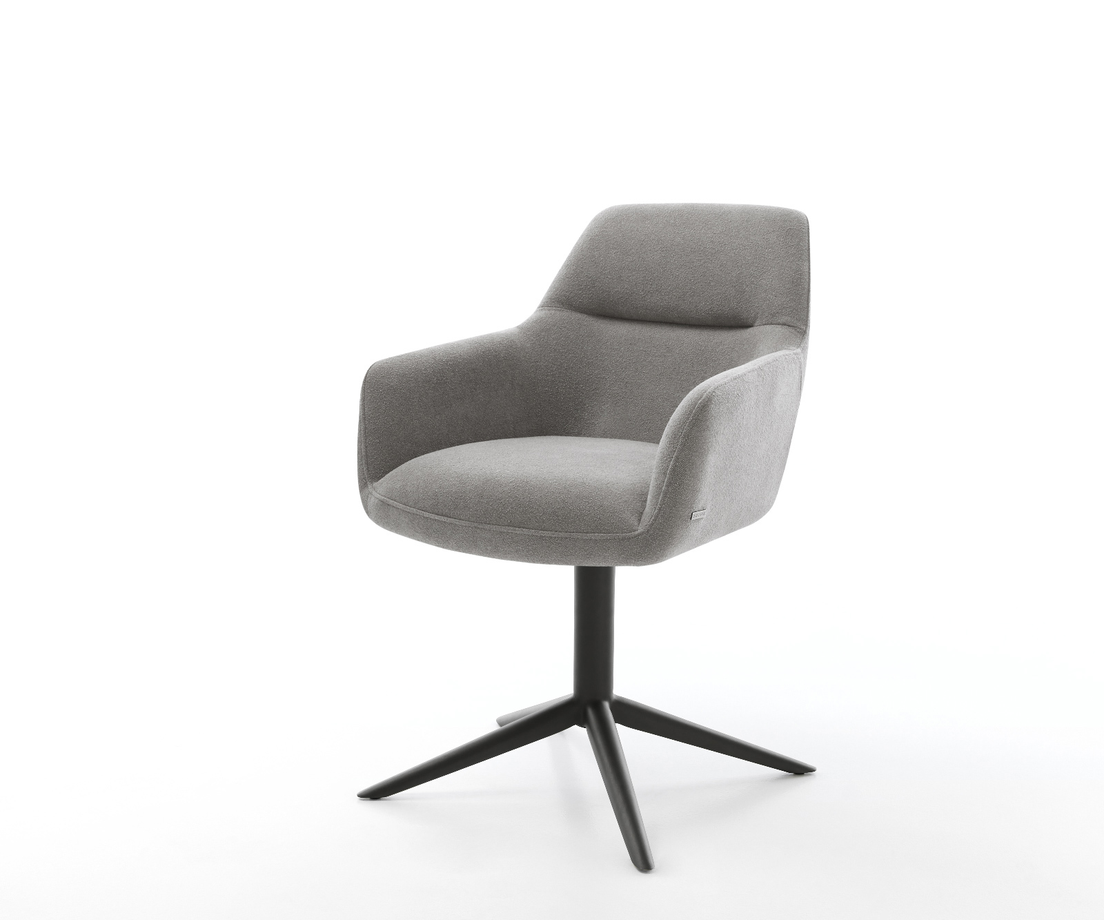 Jedálenská stolička Pejo-Flex štruktúrovaná látka mäkký sivá krížová podstava čierna 360° otočný hojdacia funkcia vrecková pružina