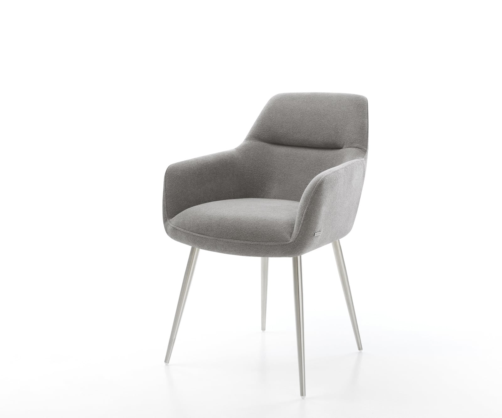 Jedálenská stolička Pejo-Flex štruktúrovaná látka mäkký sivá 4-nohá zúžená nerezová oceľ vrecková pružina
