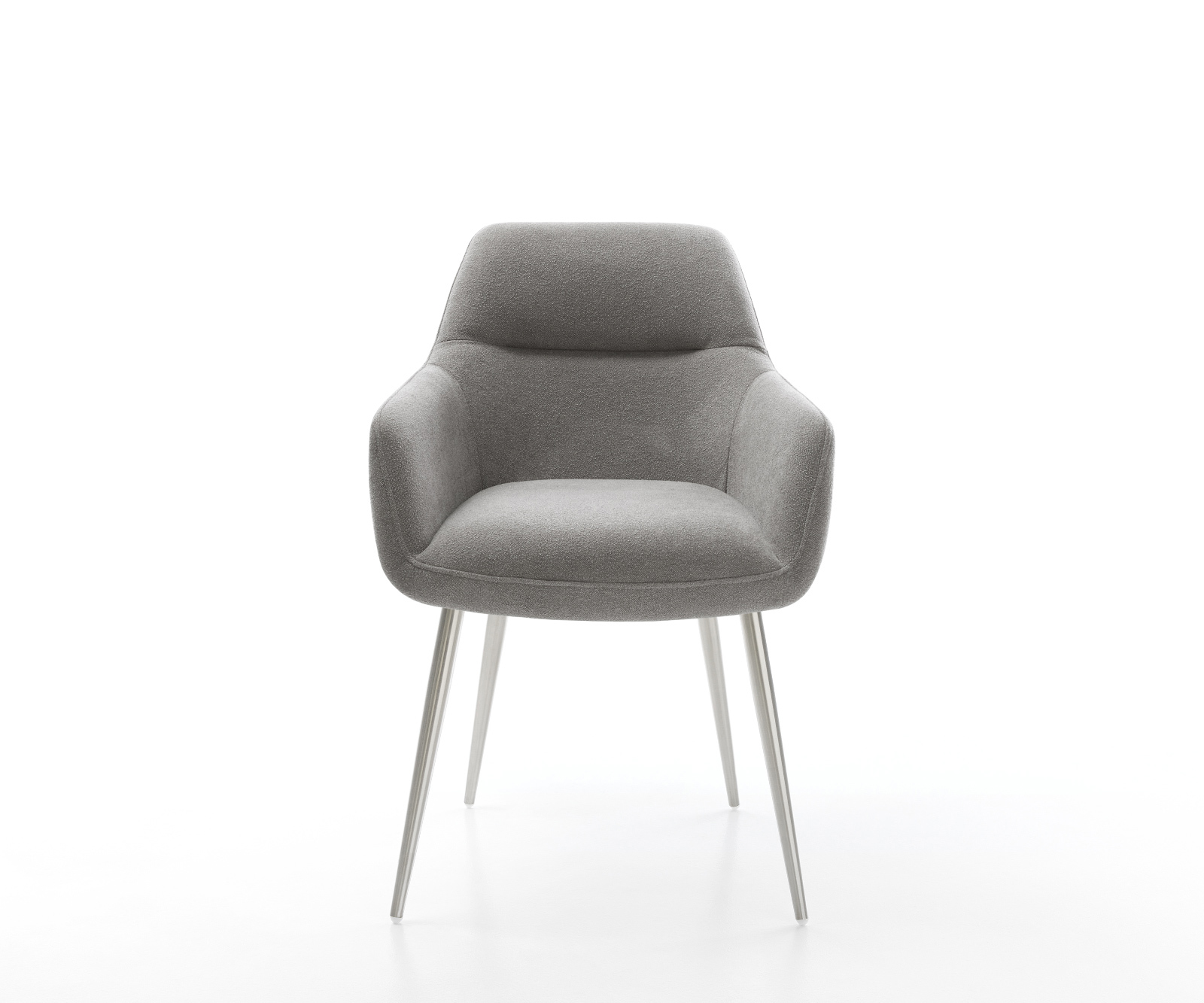 Jedálenská stolička Pejo-Flex štruktúrovaná látka mäkký sivá 4-nohá zúžená nerezová oceľ vrecková pružina - Image 2