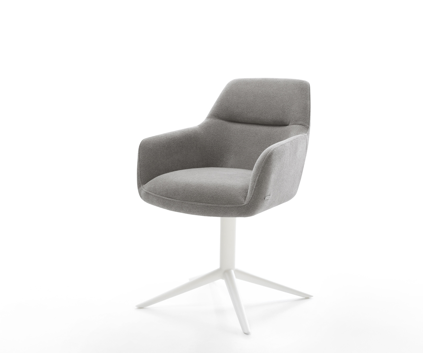 Jedálenská stolička Pejo-Flex štruktúrovaná látka mäkký sivá krížová podstava biela 360° otočný hojdacia funkcia vrecková pružina