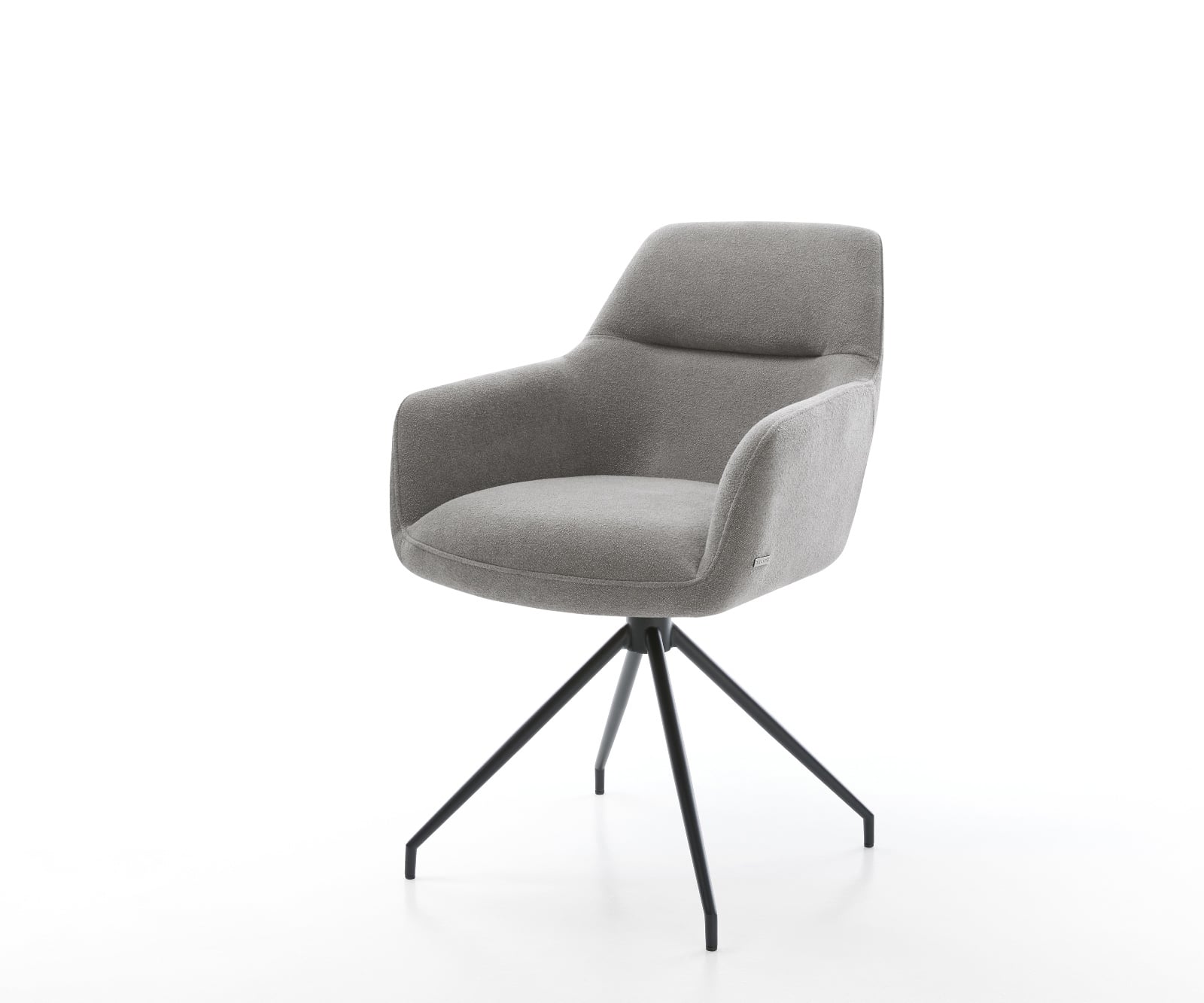 Jedálenská stolička Pejo-Flex štruktúrovaná látka mäkký sivá krížová podstava zúžená čierna vrecková pružina