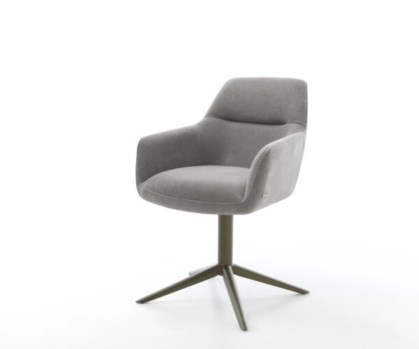 Jedálenská stolička Pejo-Flex štruktúrovaná látka mäkký sivá krížová podstava titánová farba 360° otočný hojdacia funkcia vrecková pružina