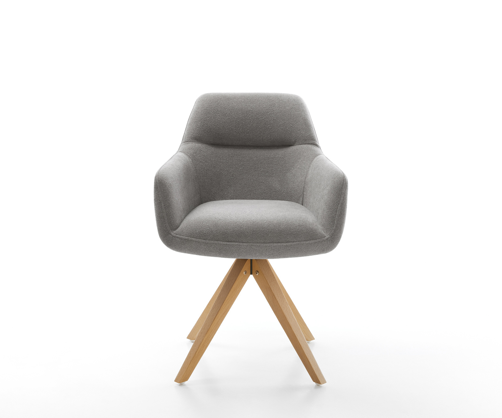 Jedálenská stolička Pejo-Flex štruktúrovaná látka mäkký sivá drevená podstava hranatý prírodná 180° otočný vrecková pružina - Image 2