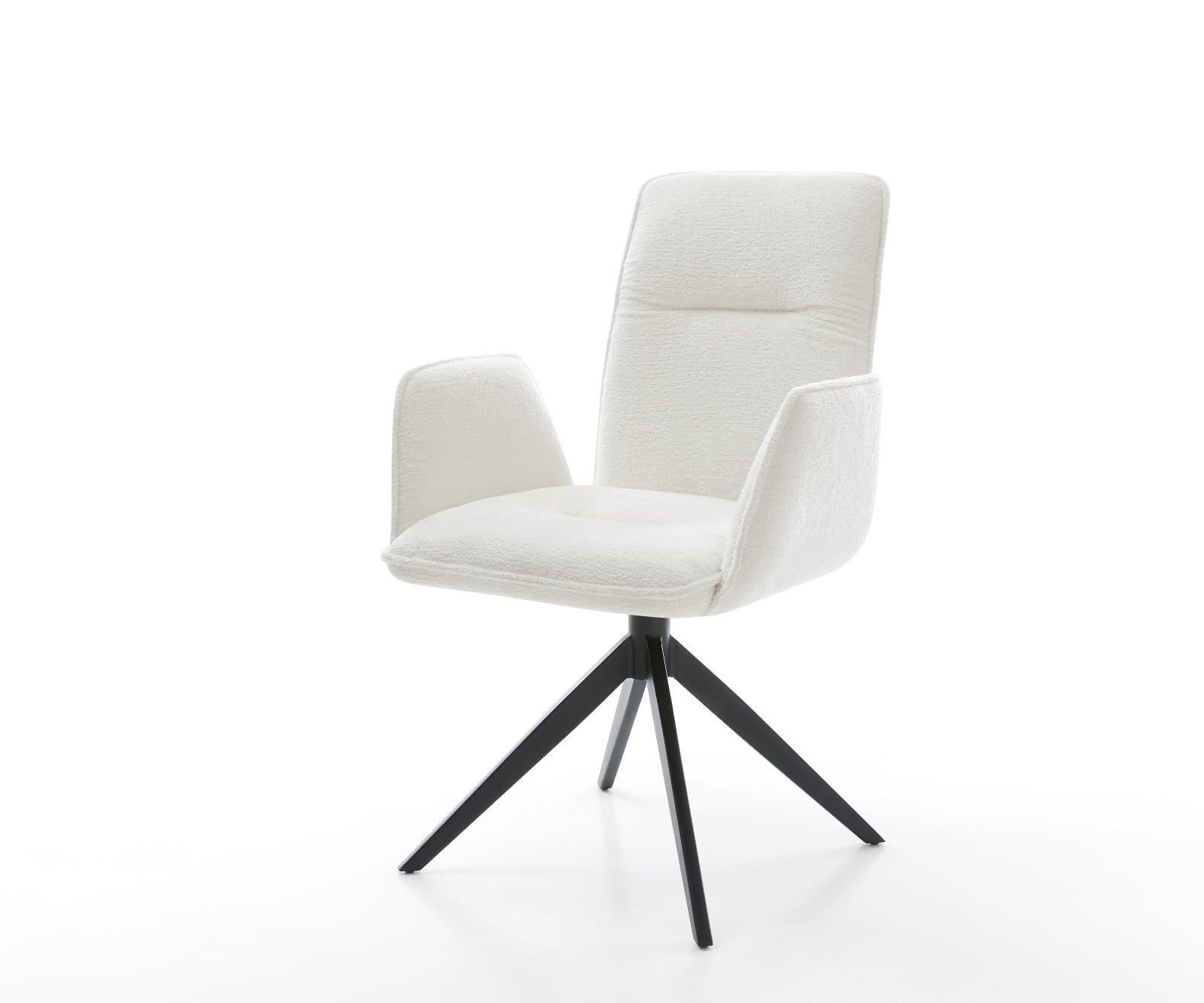 Jedálenská stolička Vinja-Flex bouclé mäkký béžová krížová podstava široká čierna 360° otočná hojdacia funkcia