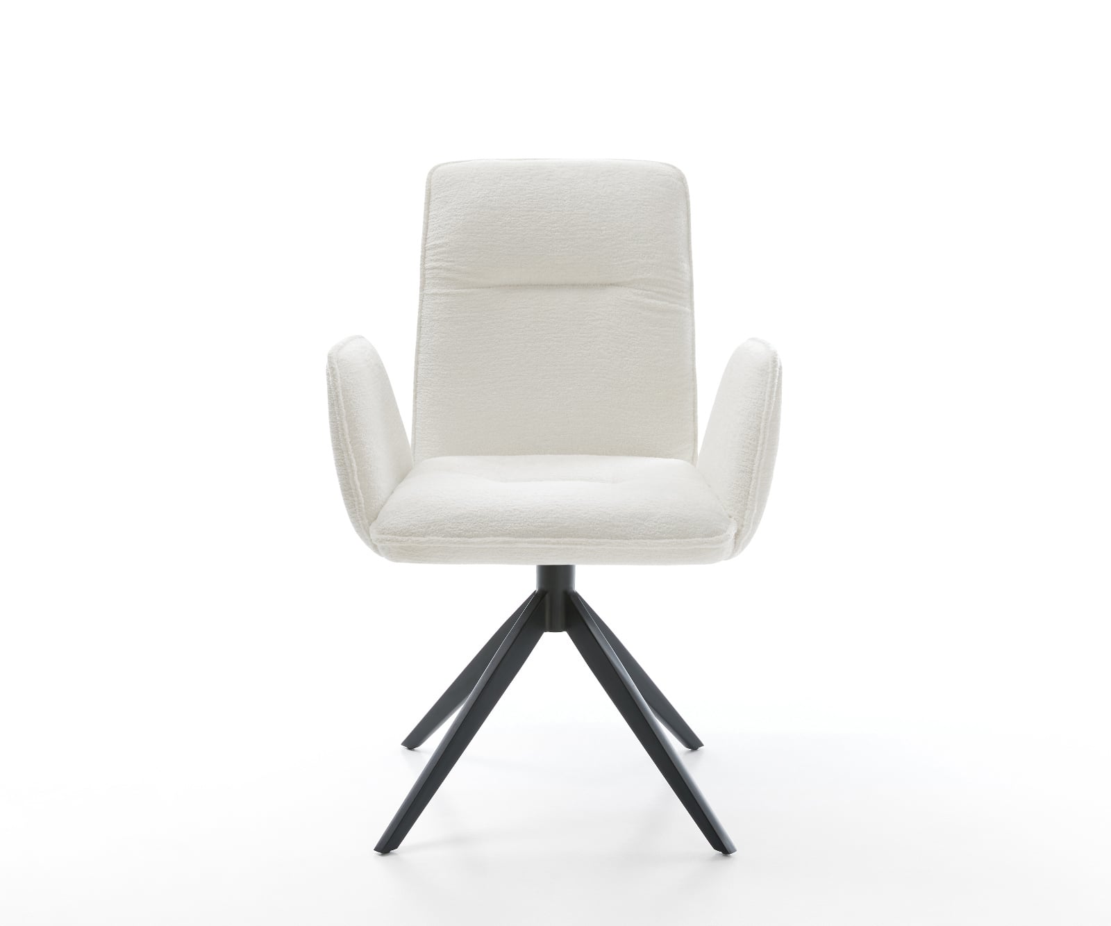 Jedálenská stolička Vinja-Flex bouclé mäkký béžová krížová podstava široká čierna 360° otočná hojdacia funkcia - Image 2