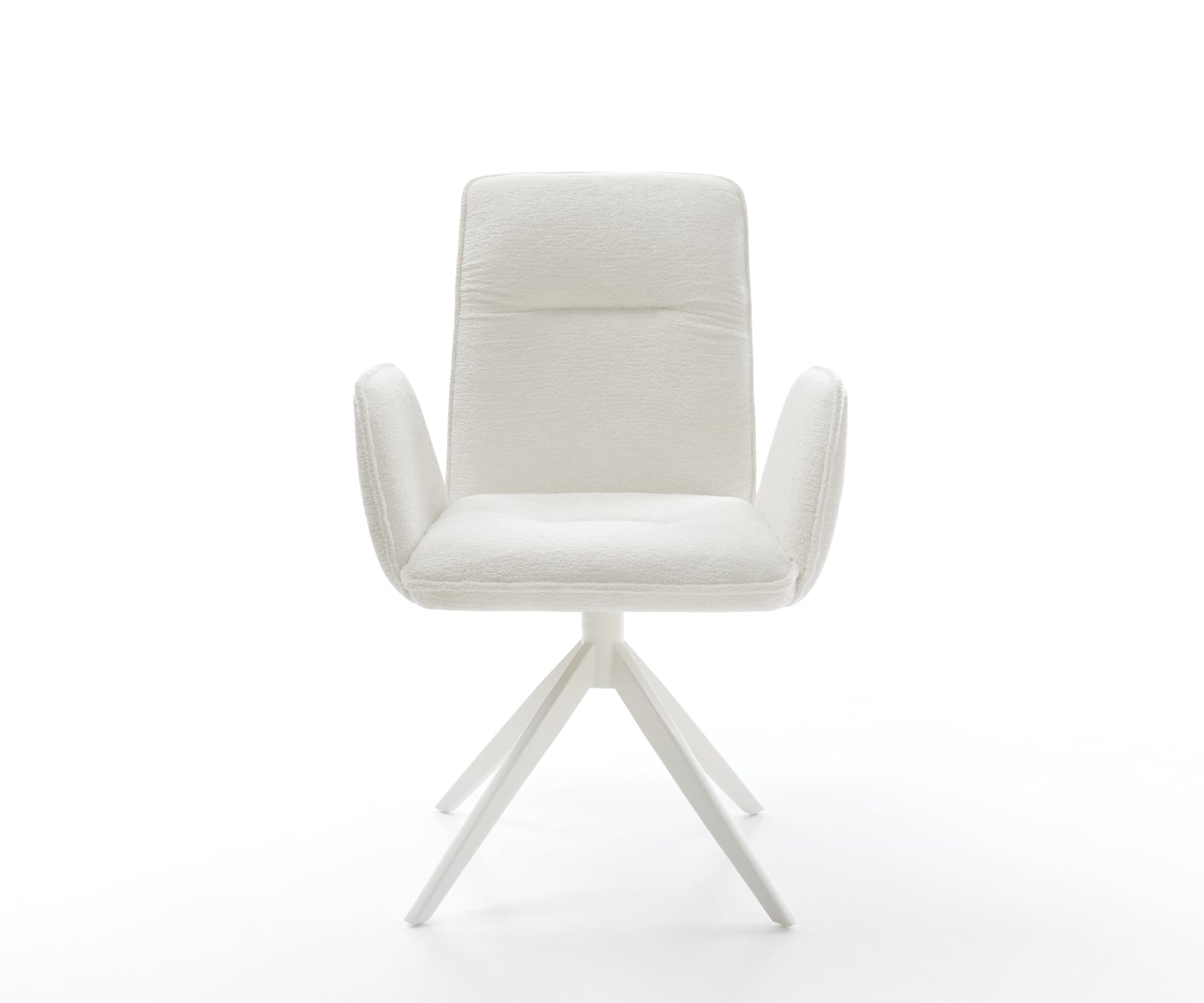 Jedálenská stolička Vinja-Flex bouclé mäkký béžová krížová podstava široká biela 360° otočná hojdacia funkcia - Image 2