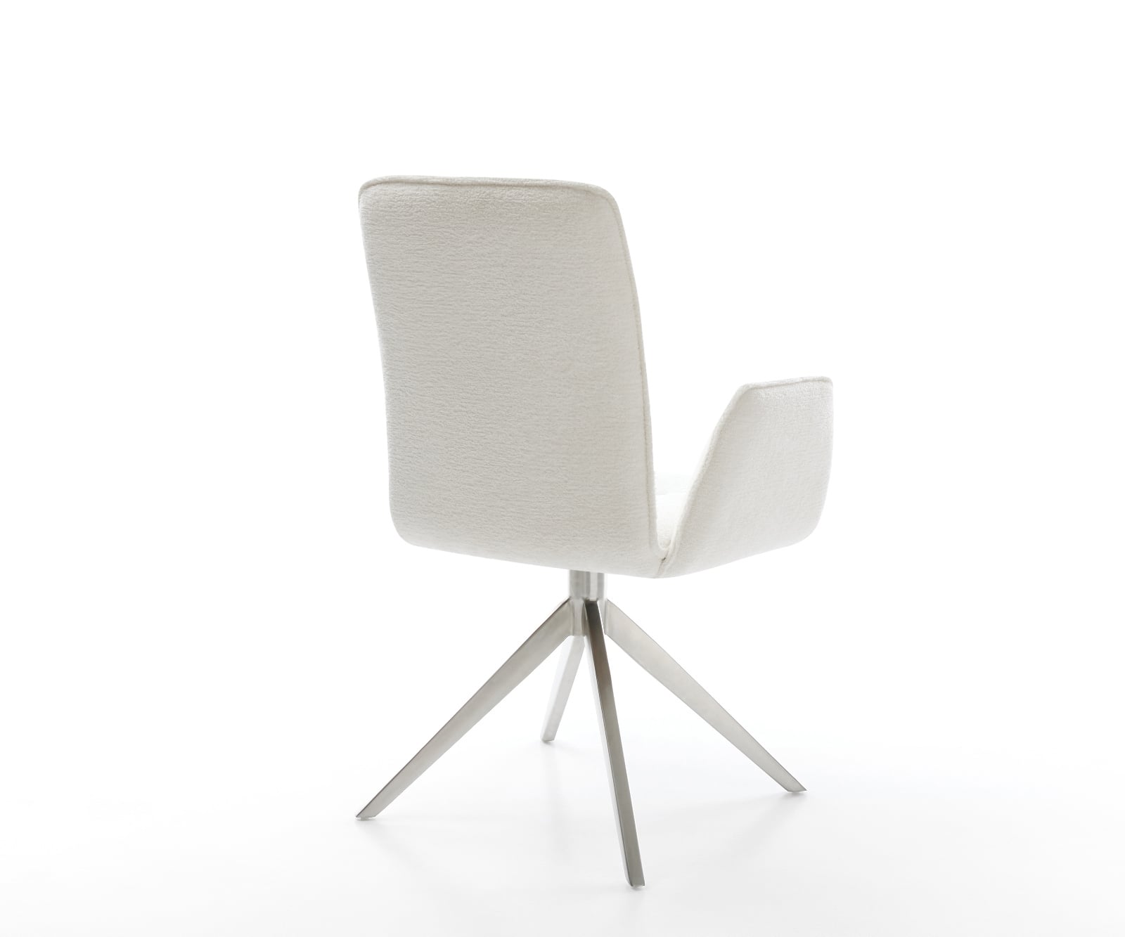 Jedálenská stolička Vinja-Flex bouclé mäkký béžová krížová podstava široká nerezová oceľ 360° otočný hojdacia funkcia - Image 5