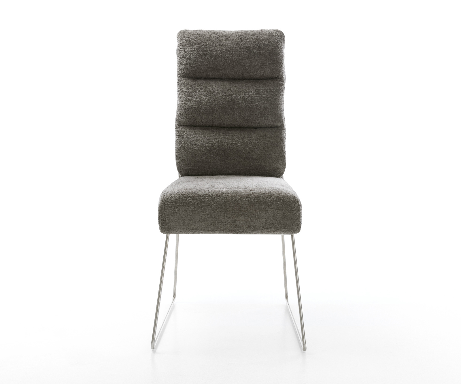 Jedálenská stolička Pela-Flex bouclé mäkký tmavobéžová tenká podstava nerezová oceľ vrecková pružina - Image 2