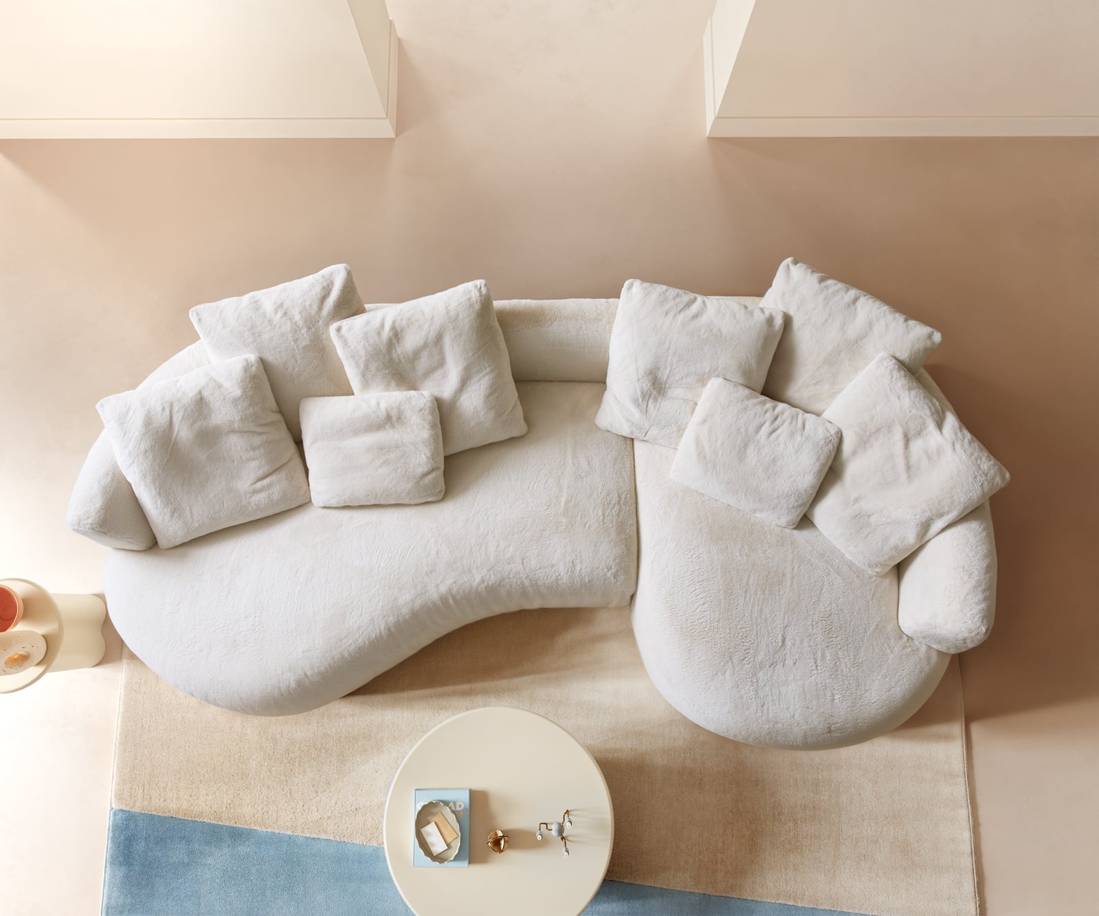 Veľká pohovka Edina 330x170 cm plyšový manšester krémovo biela - Image 5