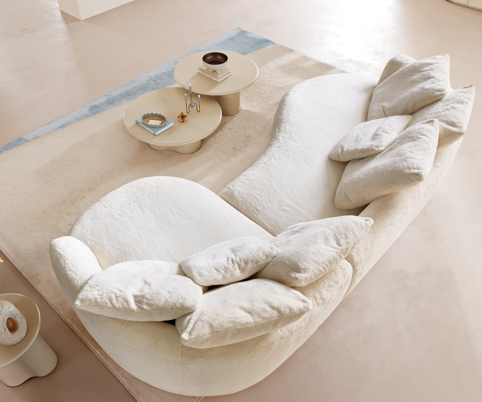 Veľká pohovka Edina 330x170 cm plyšový manšester krémovo biela - Image 4