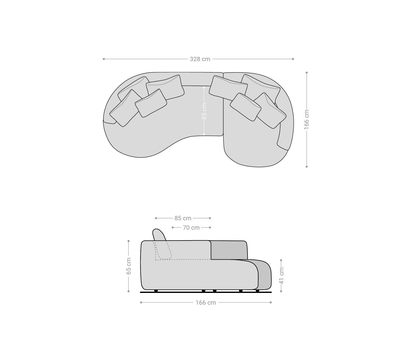 Veľká pohovka Edina 330x170 cm plyšový manšester krémovo biela - Image 7