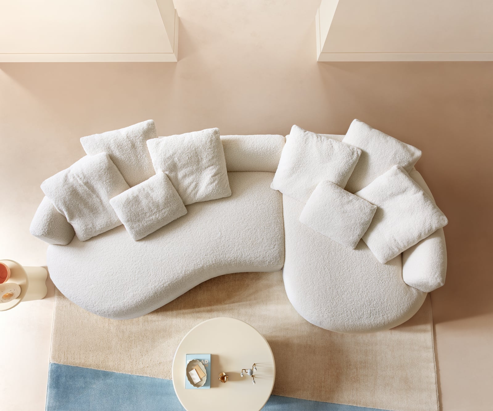 Veľká pohovka Edina 330x170 cm teddy látka béžová - Image 5