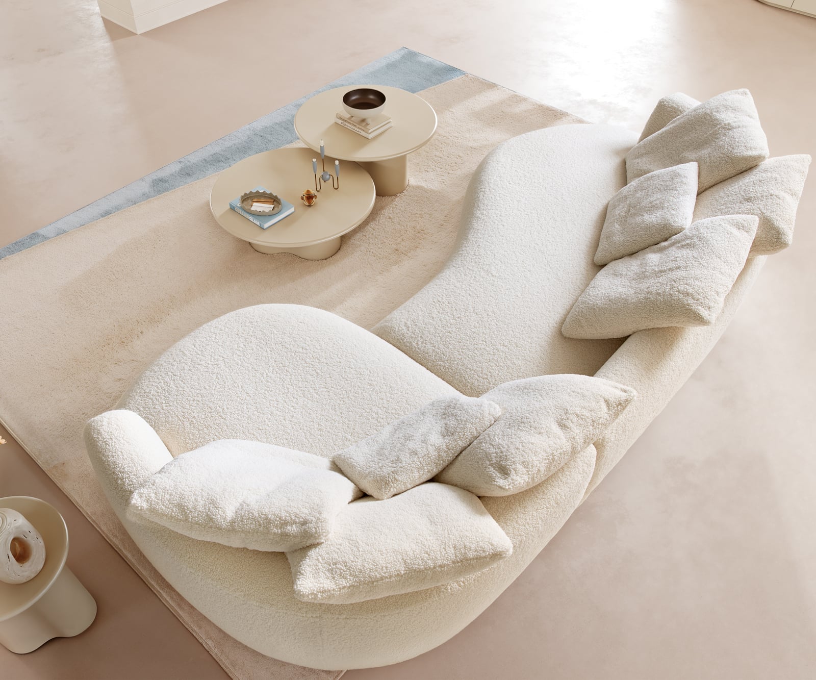 Veľká pohovka Edina 330x170 cm teddy látka béžová - Image 4