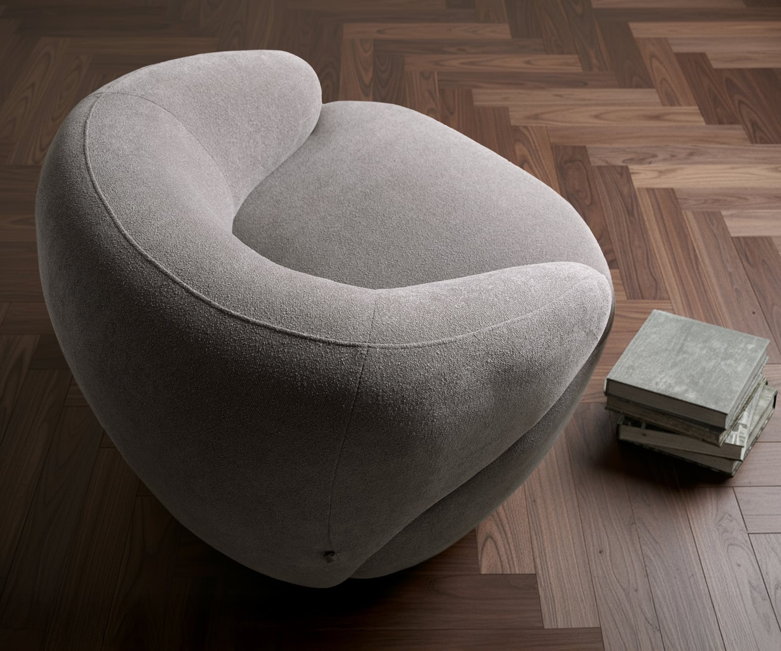 Lounge kreslo Nova 88x88 cm štruktúrovaná látka mäkký sivá - Image 4