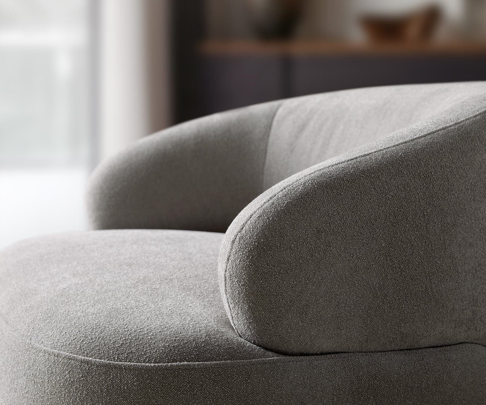 Lounge kreslo Nova 88x88 cm štruktúrovaná látka mäkký sivá - Image 5