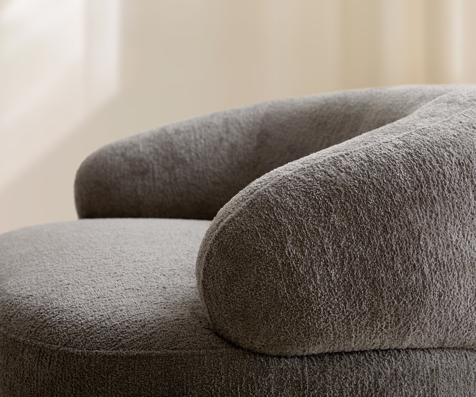 Lounge kreslo Nova 88x88 cm bouclé mäkký tmavobéžová - Image 5