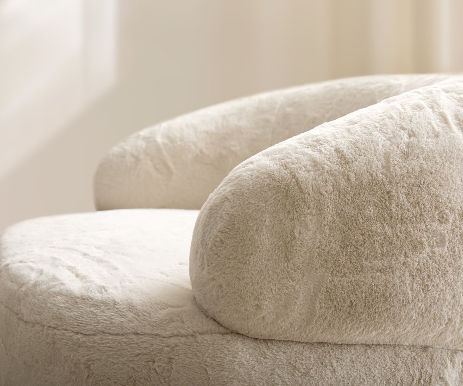 Lounge kreslo Nova 88x88 cm plyšový manšester krémovo biela - Image 5