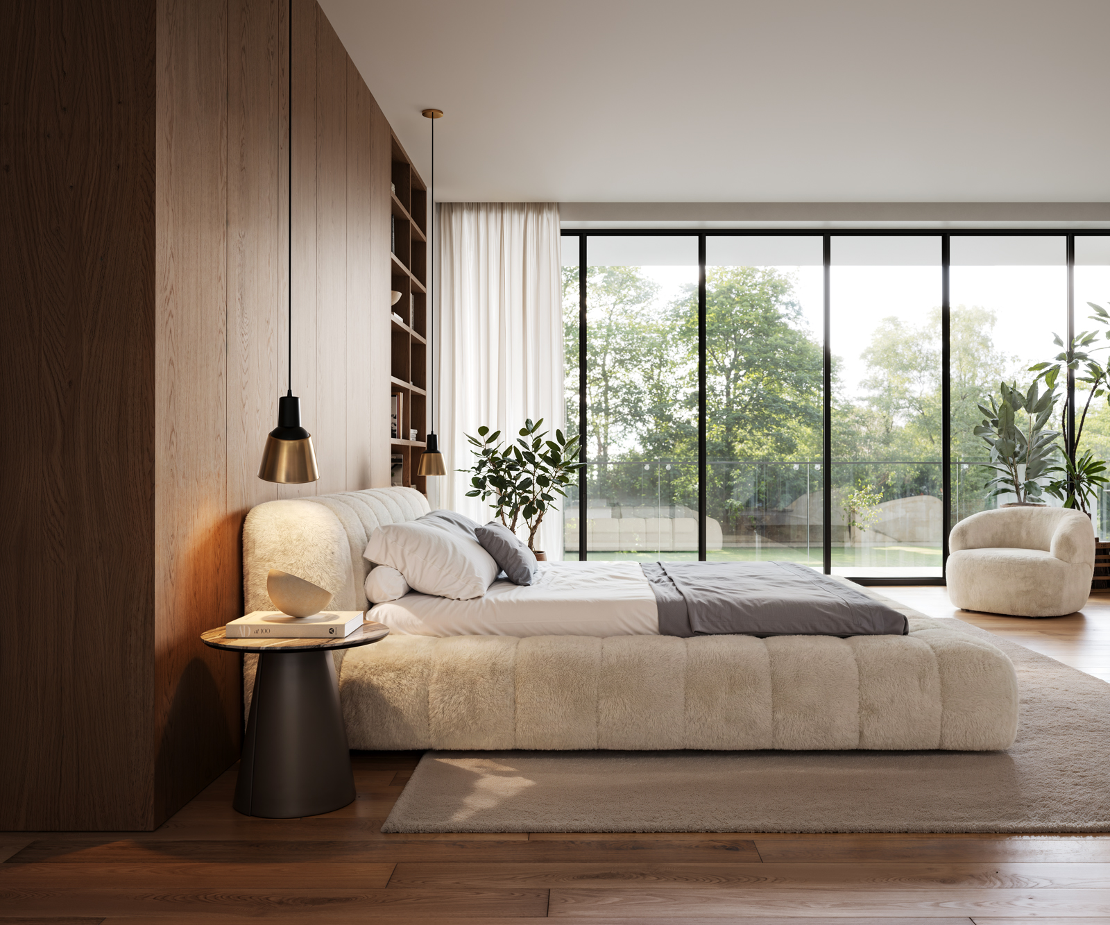 Čalúnená posteľ Cutio 180x200 cm plyšový manšester krémovo biela - Image 5