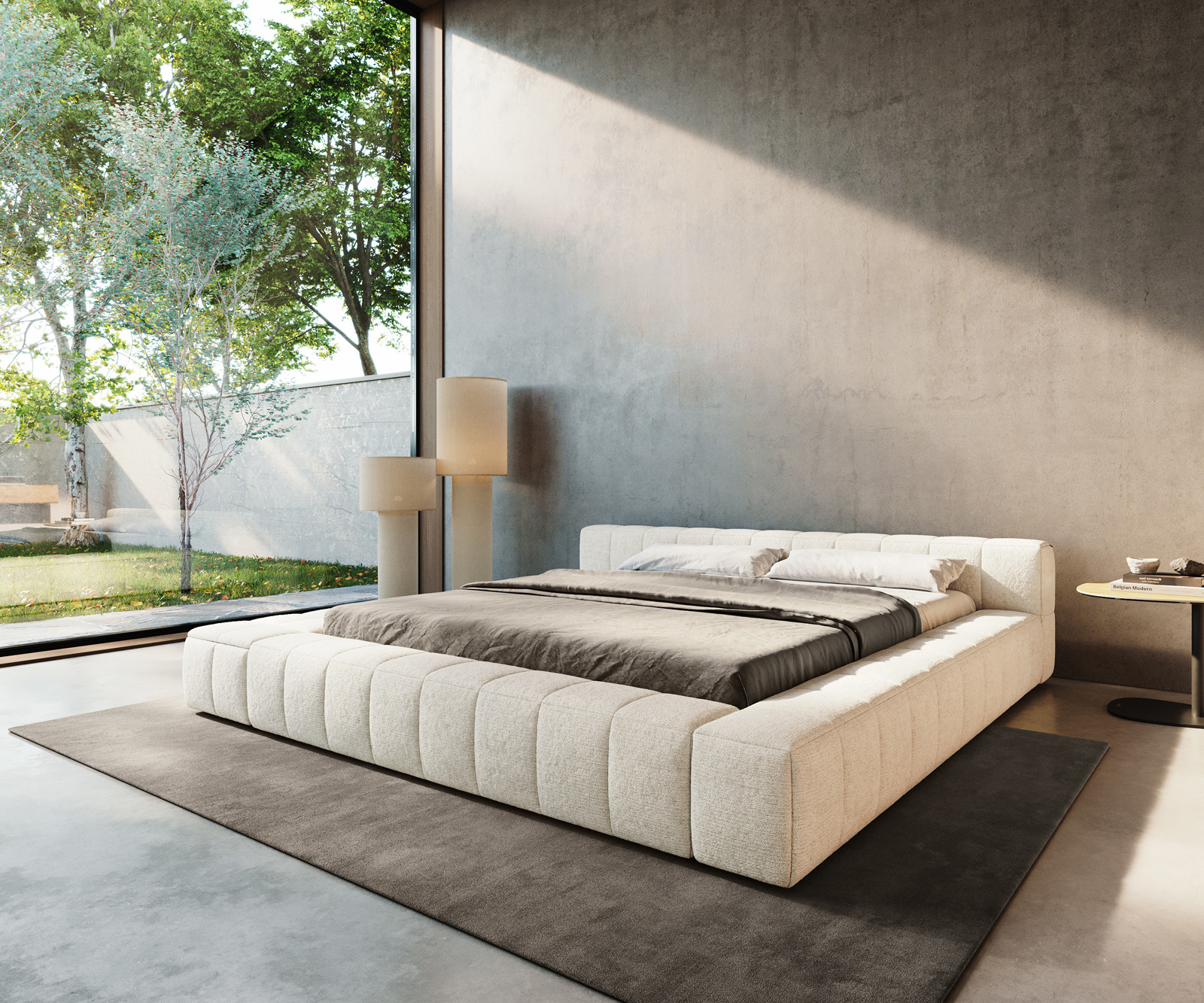 Čalúnená posteľ Espazio 180x200 cm bouclé mäkká béžová