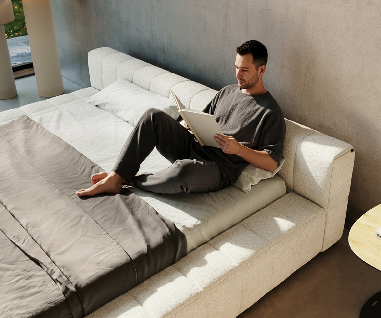 Čalúnená posteľ Espazio 180x200 cm bouclé mäkká béžová - Image 4