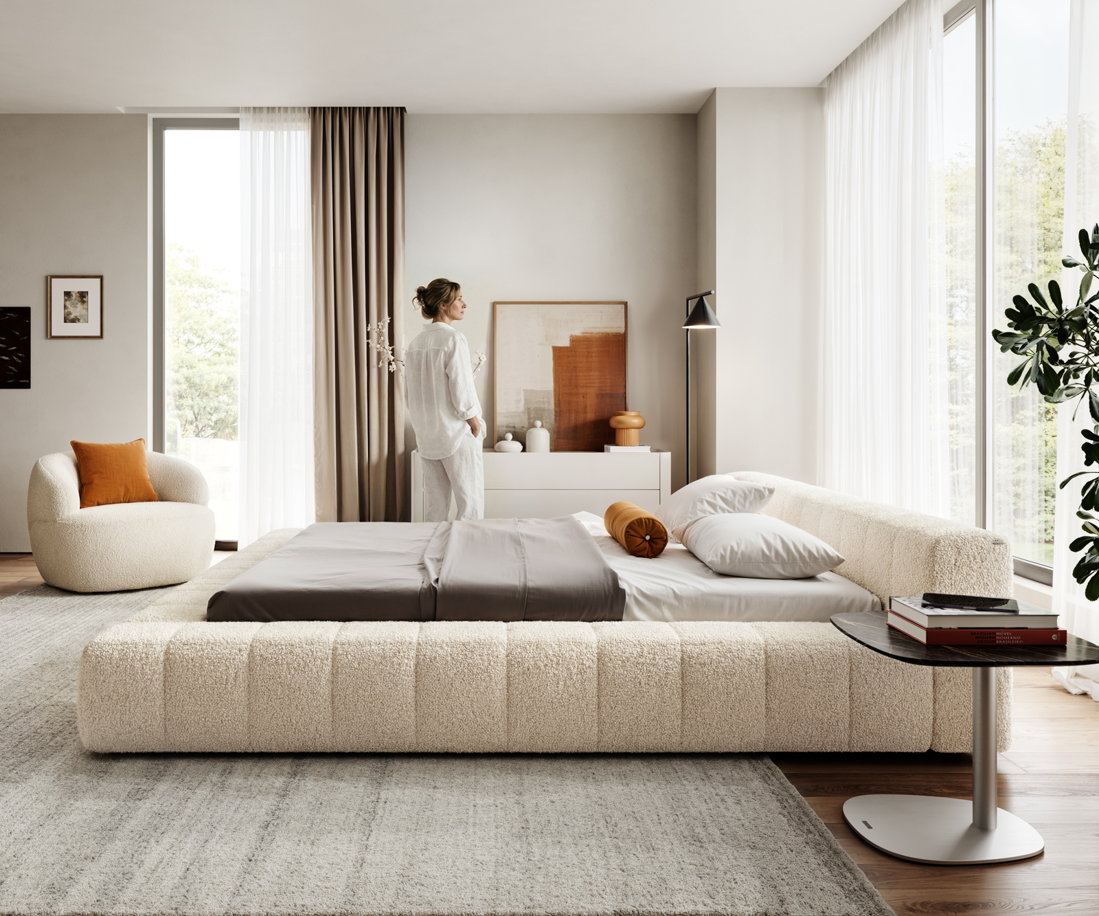 Čalúnená posteľ Espazio 180x200 cm teddy látka béžová - Image 4