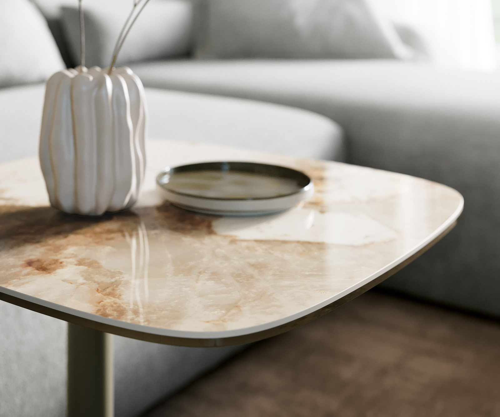 Konferenčný stolík Edge Boot 50x50 cm keramika Minas Melange Eleny kov efektfinish titán - Image 6