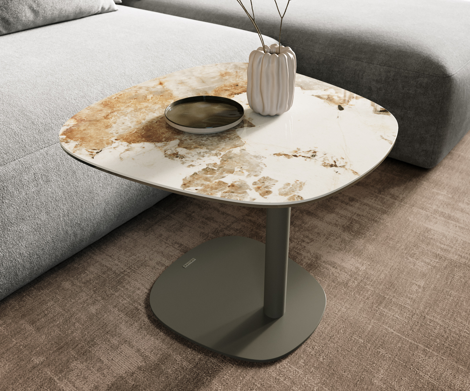 Konferenčný stolík Edge Boot 60x60 cm keramika Minas Melange Eleny kov efektfinish titán - Image 7