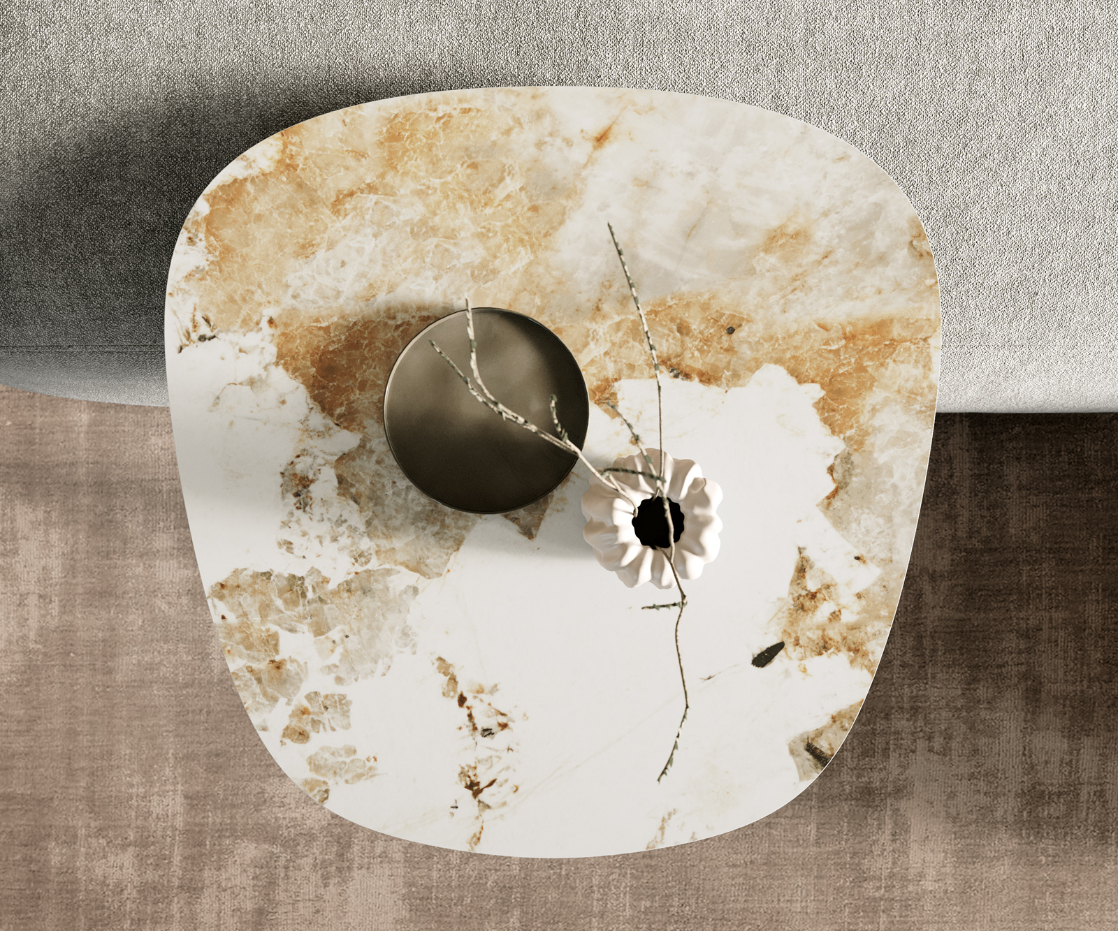 Konferenčný stolík Edge Boot 60x60 cm keramika Minas Melange Eleny kov efektfinish titán - Image 4