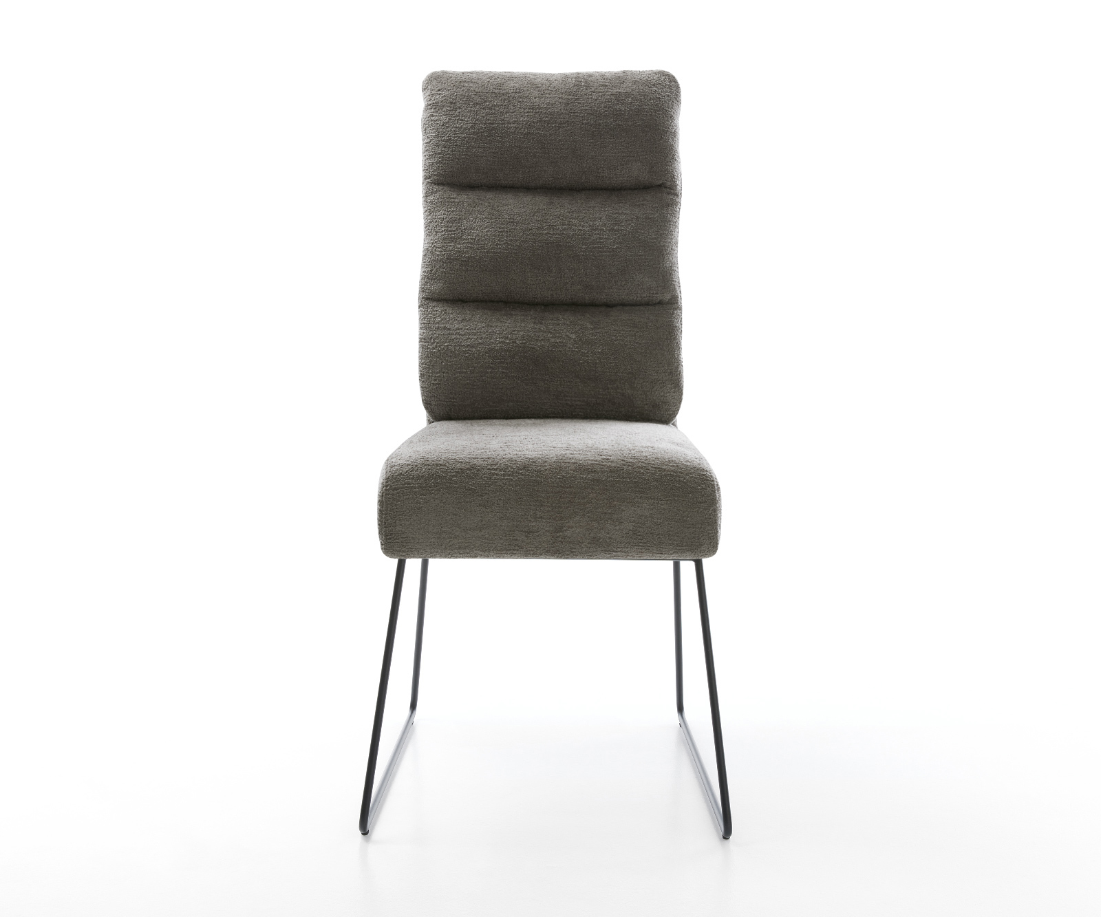 Jedálenská stolička Pela-Flex bouclé mäkký tmavobéžová tenká podstava čierna vrecková pružina - Image 2