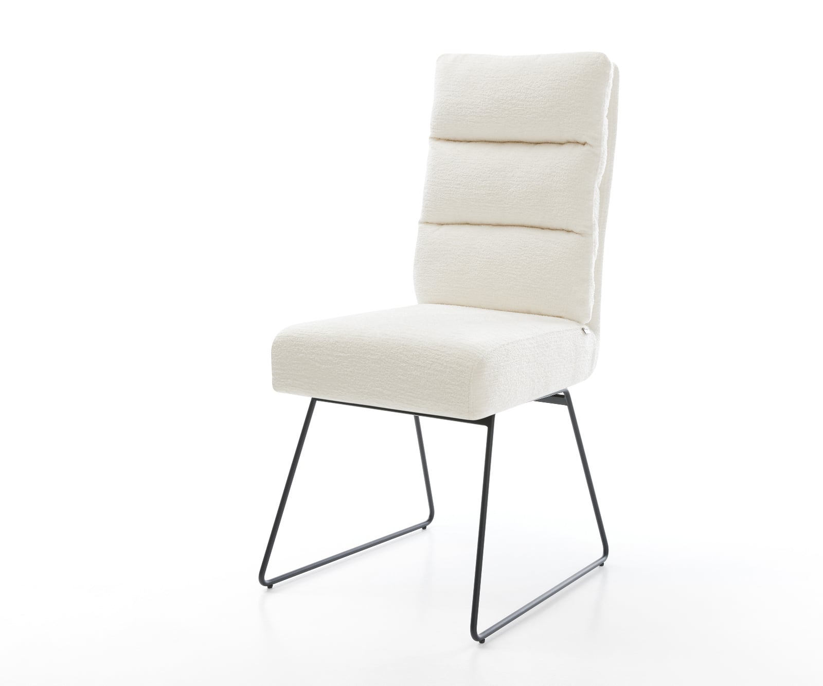 Jedálenská stolička Pela-Flex bouclé mäkký béžová tenká podstava čierna vrecková pružina