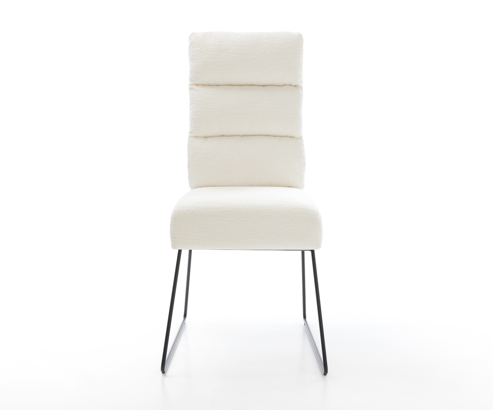 Jedálenská stolička Pela-Flex bouclé mäkký béžová tenká podstava čierna vrecková pružina - Image 2